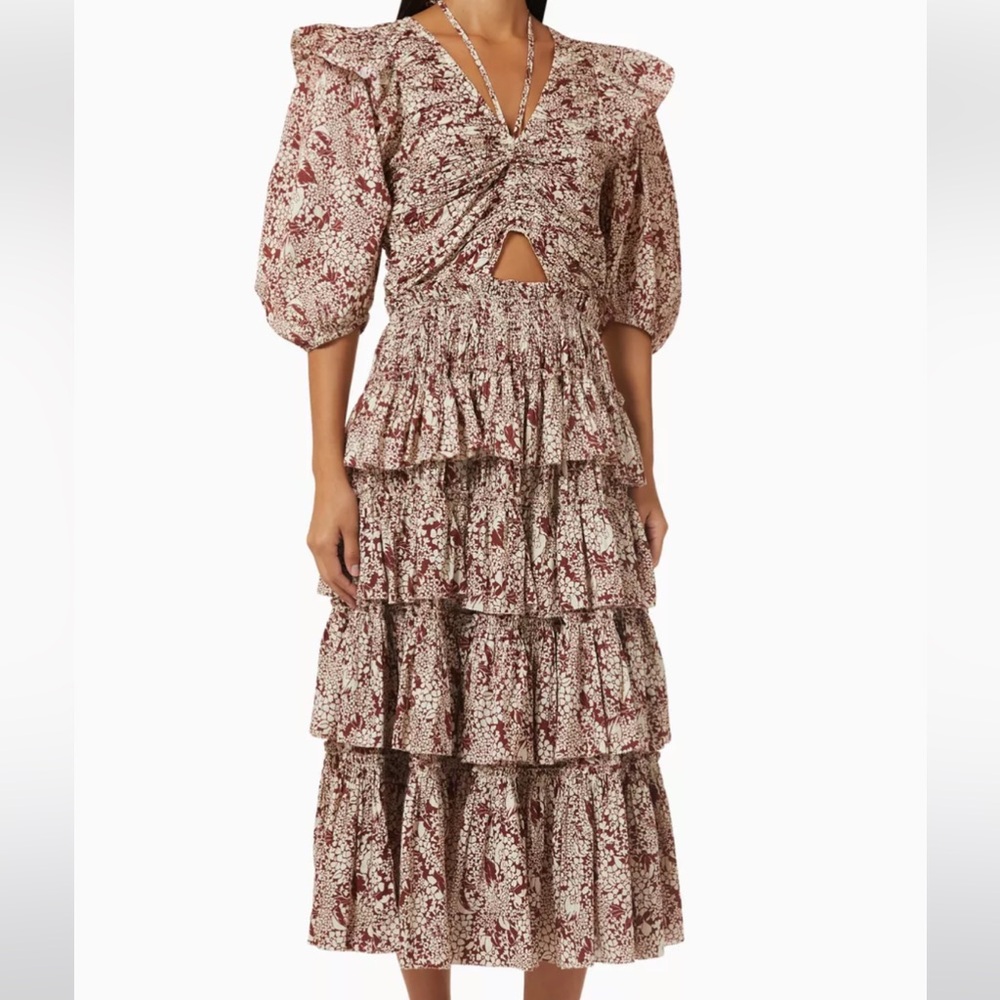 Sea New York Priya Floral Dress ruffle cutout